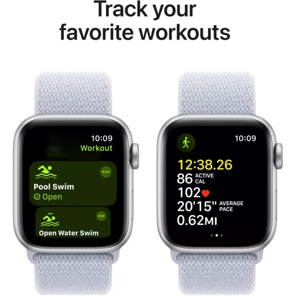 اپل واچ SE 2 آلومینیوم سیلور با بند نایک اسپرت سیلیکون